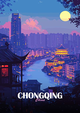 Chongqing China Cityscape at Night