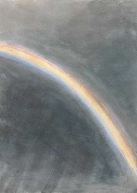 Watercolor Rainbow in a Cloudy Sky