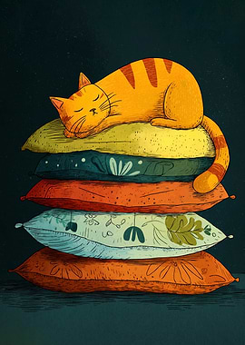 Cat Nap on Pillows