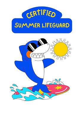 Cartoon Shark Lifeguard Surfing