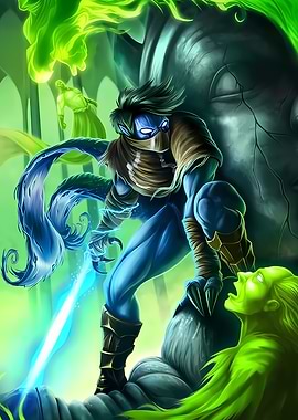 Blue Warrior with Energy Sword