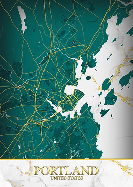 Portland, Maine Kintsugi Map Art