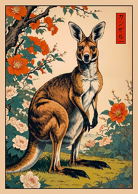Kangaroo Japanese Art