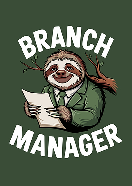 Branch Manager Sloth Cartoon Illustration