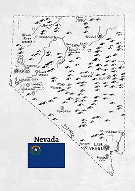 Hand Drawn Map of Nevada
