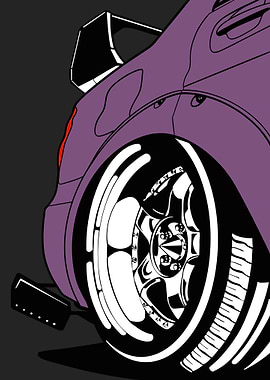 Purple Car Wheel Close-Up Illustration