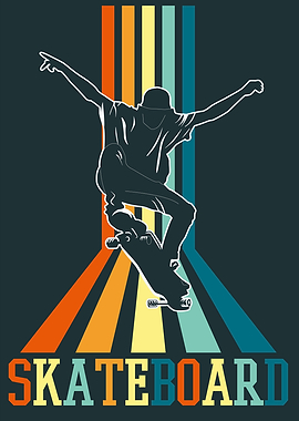 Skateboard Retro Style Illustration