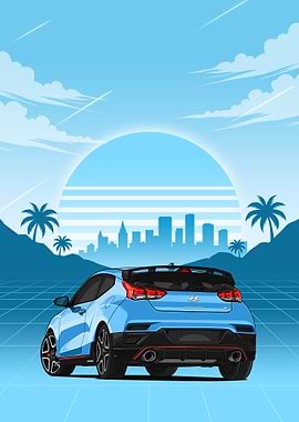 Hyundai Veloster N Retro Cityscape