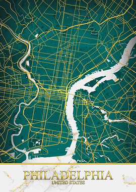 Philadelphia Kintsugi Map Art