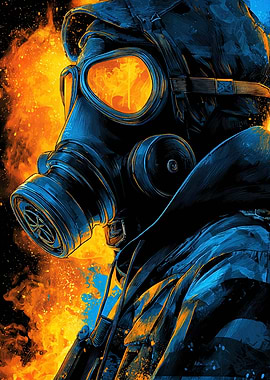 Gas Mask in Fire