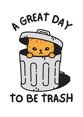 Cat in Trash Can Cartoon