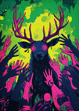 Psychedelic Deer Surrounded
