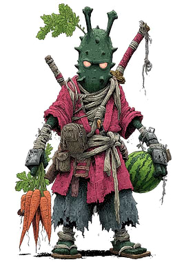 Vegetable Warrior with Carrots and Watermelon