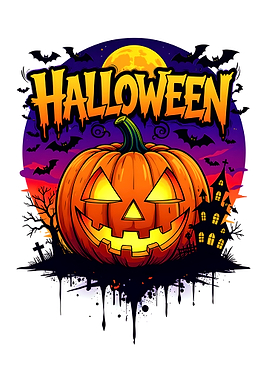 Halloween Pumpkin with Haunted House