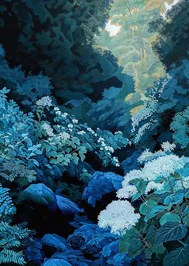 Japanese Forest Wall Art navy Blue Autumn prints japandi Wall Art sage green Fall Decor chinoiserie Floral Prints