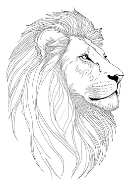 Lion Head Minimalist Line Art