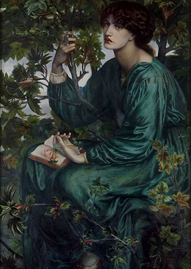 Woman in Green Dress with Book