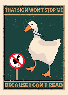 Goose with Knife Funny Poster
