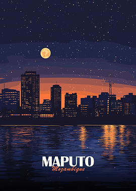 Maputo, Mozambique Cityscape at Night