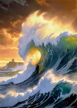 Golden Storm Wave — Dramatic Ocean Barrel