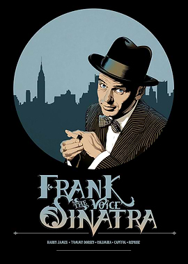 Frank Sinatra Portrait with New York Skyline