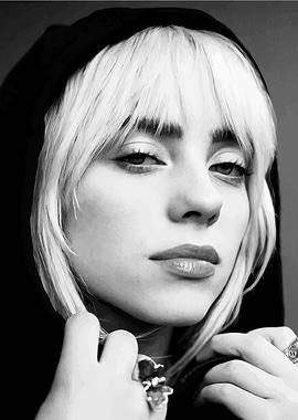 Billie Eilish Portrait in Black and White