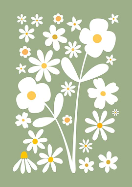 Floral Pattern with White Daisies
