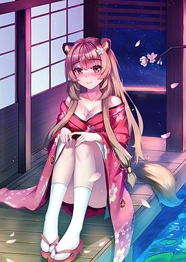 Girl in Kimono with Animal Ears