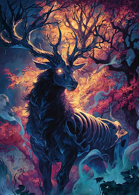Ethereal Deer in Autumnal Forest