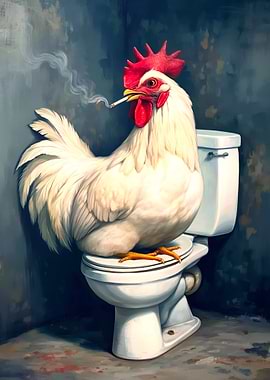 Smoking Chicken on Toilet