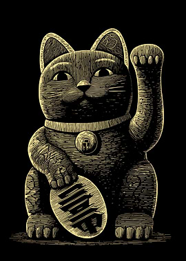 Maneki Neko Lucky Cat Illustration