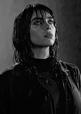 Billie Eilish Black and White Portrait