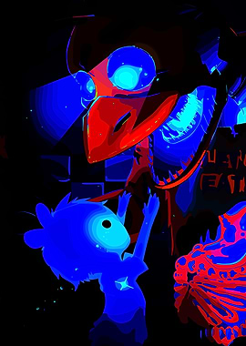 Blue Child and Red Bird Digital Art