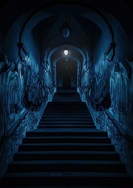 Blue Graffiti Stairway