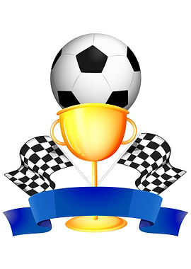 Soccer Trophy with Flags and Ribbon