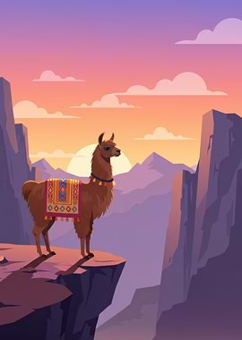Llama at Sunset Mountain Vista