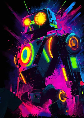 Neon Robot Art