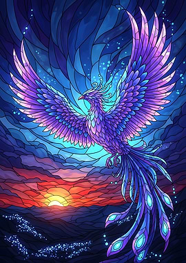 Phoenix Rising Stained Glass