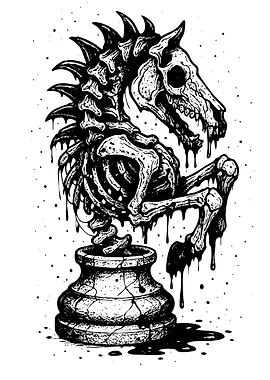 Skeletal Horse Chess Piece Illustration