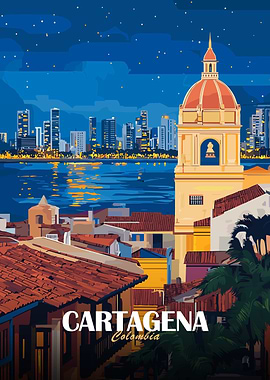 Cartagena Colombia Cityscape at Night