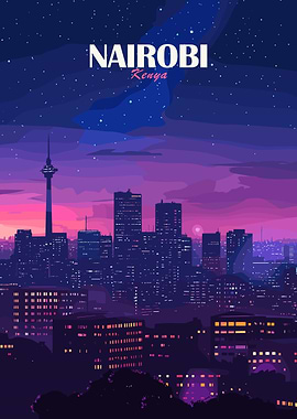 Nairobi, Kenya Cityscape at Night