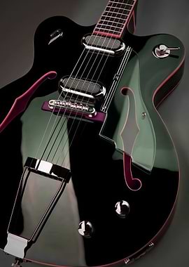Elegant Black Electric Guitar Close-Up