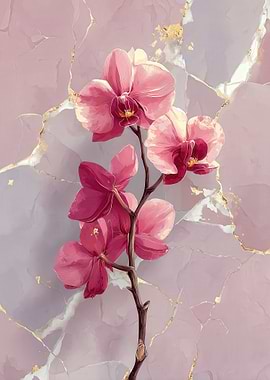 Pink Orchid on Pink Marble