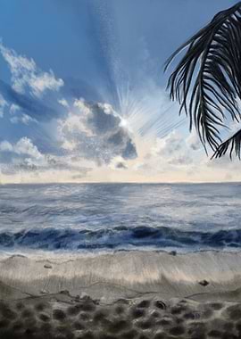 Sunburst over Quiet Sea • Calming Seascape