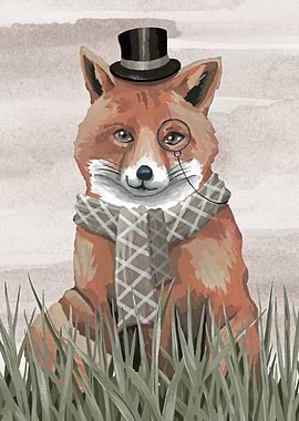 Fox with Monocle and Top Hat