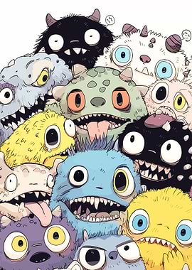 Cartoon Monster Crowd