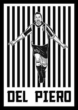 Football Player Soccer Celebration Black and White Art