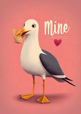 Seagull with Cookie and 'Mine' Text