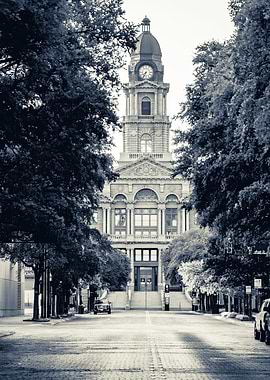 Historic Courthouse in Black and White