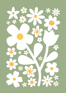 Floral Pattern with White Flowers
